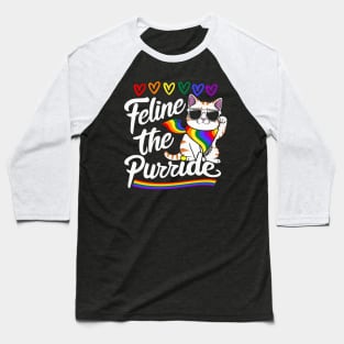Purride Cat Lover Pride Month Gay Rights Rainbow Cat Baseball T-Shirt